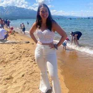 Windsor dearly beloved beaded pearl and rhinestone bustier